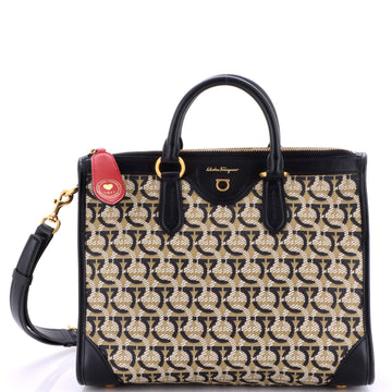 Salvatore Ferragamo Convertible Zip Tote Gancini Jacquard