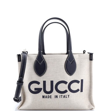 Gucci Logo Shopper Tote Printed Canvas Small