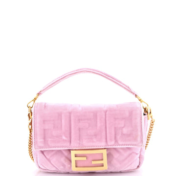 Fendi Baguette NM Bag Zucca Embossed Velvet Mini