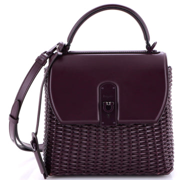 Salvatore Ferragamo Boxyz Top Handle Bag Woven Leather Medium
