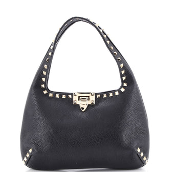 Valentino Garavani Rockstud Flip Lock Hobo Leather Small