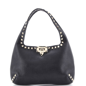Valentino Garavani Rockstud Flip Lock Hobo Leather Small