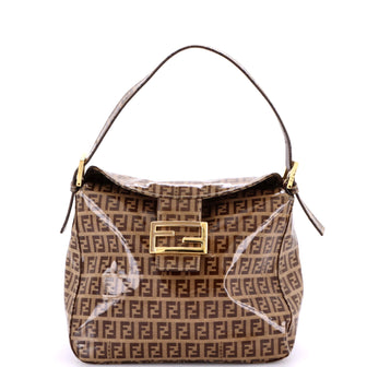 Fendi Vintage FF Buckle Curved Hobo Zucchino Coated Canvas Small