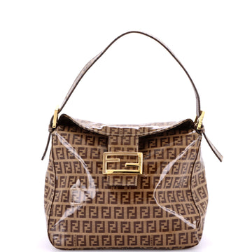 Fendi Vintage FF Buckle Curved Hobo Zucchino Coated Canvas Small