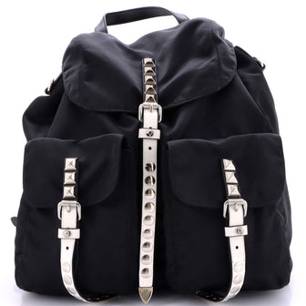 Prada New Vela Backpack Tessuto with Studded Leather