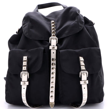 Prada New Vela Backpack Tessuto with Studded Leather