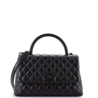 Chanel So Black Coco Top Handle Bag Quilted Caviar Small