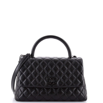 Chanel So Black Coco Top Handle Bag Quilted Caviar Small