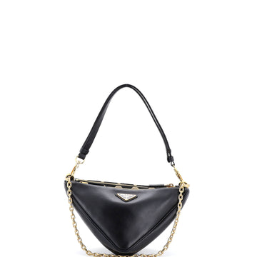 Prada Double Symbole Triangle Bag Leather and Jacquard Mini