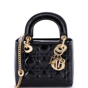 Christian Dior Lady Dior Chain Bag Cannage Quilt Patent Mini