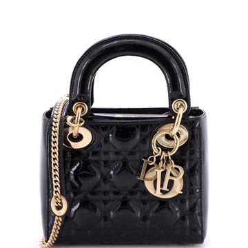 Christian Dior Lady Dior Chain Bag Cannage Quilt Patent Mini