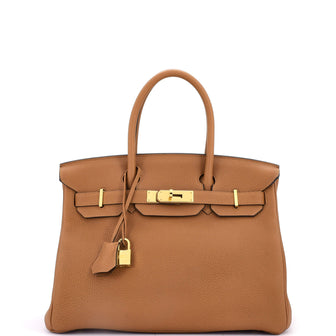 Hermes Birkin Handbag Brown Togo with Gold Hardware 30