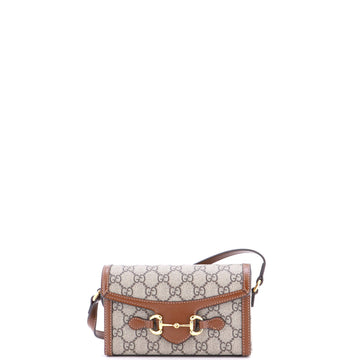 Gucci Horsebit 1955 Flap Crossbody Bag GG Coated Canvas Mini