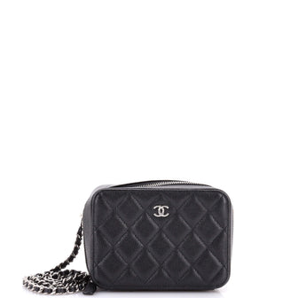 Chanel Square CC Chain Camera Bag Quilted Caviar Mini