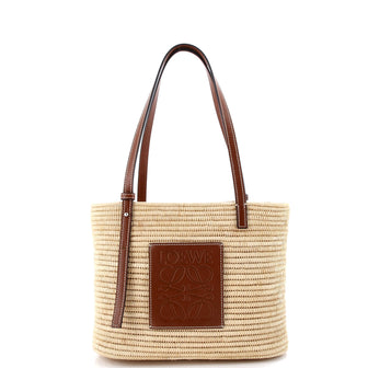 Loewe Square Basket Tote Woven Raffia Small