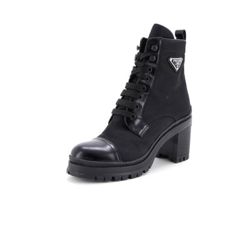 Prada Women's Heeled Combat Boots Re-Nylon and Leather