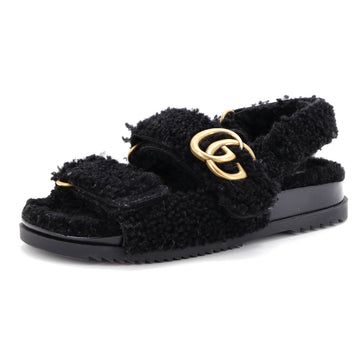 Gucci Women's GG Velcro Flat Sandals Shearling