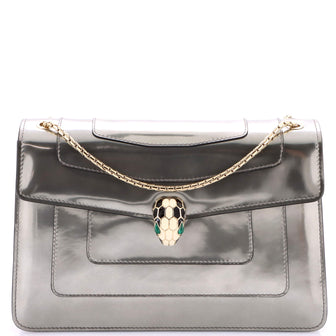 Bvlgari Serpenti Forever Shoulder Bag Metallic Leather Medium
