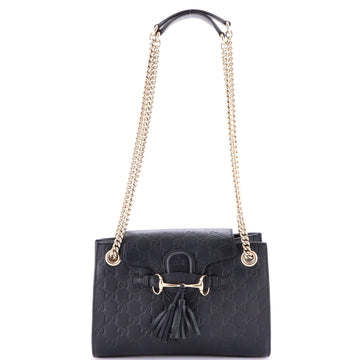 Gucci Emily Chain Flap Shoulder Bag Guccissima Leather Small