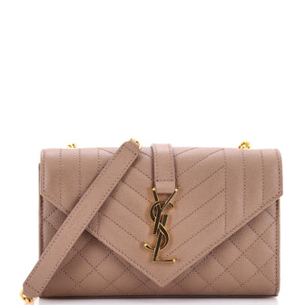 Saint Laurent Classic Monogram Envelope Satchel Mixed Matelasse Leather Small