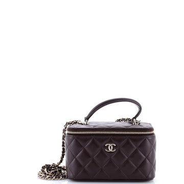 Chanel Classic Top Handle Vanity Case with Chain Quilted Lambskin Small