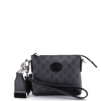 Gucci Interlocking G Patch Wristlet Messenger Bag GG Coated Canvas Mini