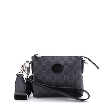 Gucci Interlocking G Patch Wristlet Messenger Bag GG Coated Canvas Mini