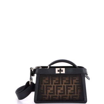 Fendi Peekaboo ISeeU XCross Handbag Zucca Eclissi Jacquard and Leather