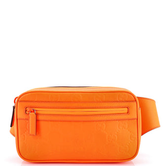 Gucci Front Zip Belt Bag GG Rubber Effect Leather