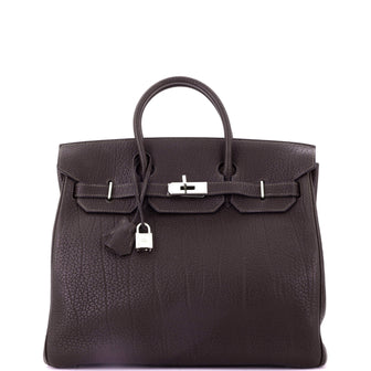 Hermes HAC Birkin Bag Brown Fjord with Palladium Hardware 32