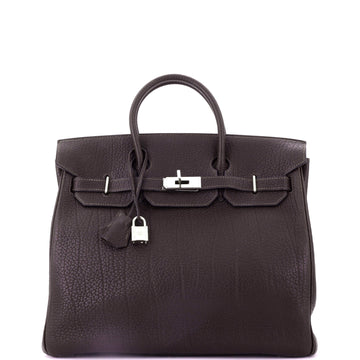Hermes HAC Birkin Bag Brown Fjord with Palladium Hardware 32