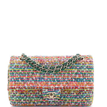 Chanel Classic Double Flap Bag Quilted Multicolor Tweed Medium