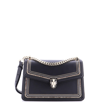 Bvlgari Serpenti Diamond Blast Shoulder Bag Embellished Leather Small
