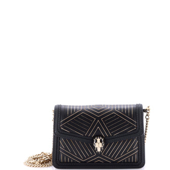 Bvlgari Serpenti Diamond Blast Shoulder Bag Embellished Leather Mini