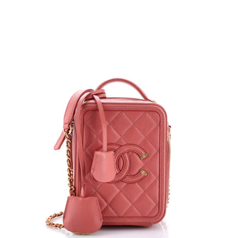 Chanel Filigree Vertical Vanity Case Quilted Caviar