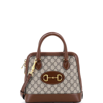 Gucci Horsebit 1955 Top Handle Bag GG Coated Canvas with Leather Small