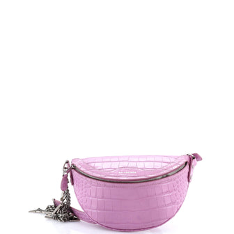 Balenciaga Souvenir Belt Bag Crocodile Embossed Leather XXS