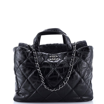 Chanel Portobello Tote Quilted Glazed Calfskin and Tweed Medium