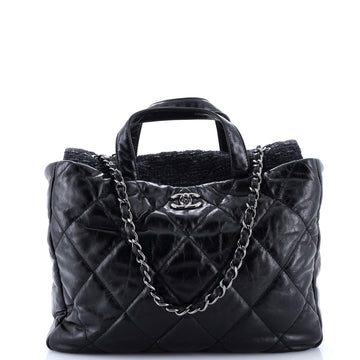 Chanel Portobello Tote Quilted Glazed Calfskin and Tweed Medium