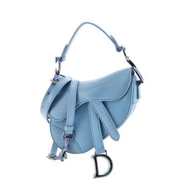 Christian Dior Saddle Handbag with Strap Leather Micro