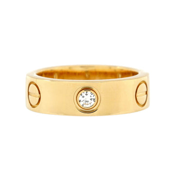 Cartier Love 3 Diamonds Band Ring 18K Yellow Gold with Diamonds