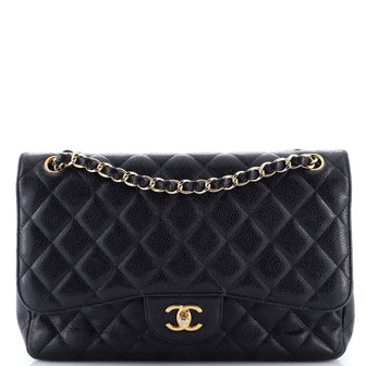 Chanel Classic Double Flap Bag Quilted Caviar Jumbo