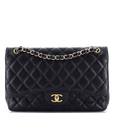 Chanel Classic Double Flap Bag Quilted Caviar Jumbo