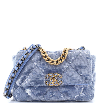 Chanel 19 Flap Bag Quilted Sequins Medium