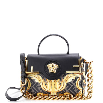 Versace x Fendi Fendace La Medusa Top Handle Bag Printed Laminated Leather with Leather Medium