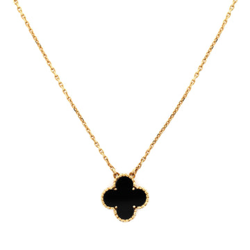 Van Cleef & Arpels Vintage Alhambra Pendant Necklace 18K Yellow Gold and Onyx