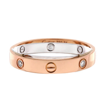 Cartier Love 6 Diamonds Double Ring 18K Rose Gold and 18K White Gold with Diamonds