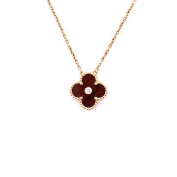 Van Cleef & Arpels Vintage Alhambra Pendant Necklace Limited Edition 18K Rose Gold and Bull's Eye with Diamond