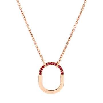 Tiffany & Co. Lock Motif Pendant Necklace 18K Rose Gold with Pink Sapphires Medium