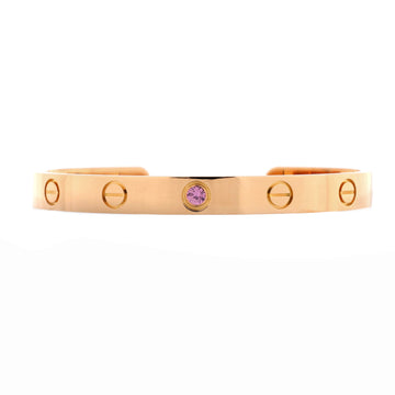 Cartier Love Cuff Bracelet 18K Rose Gold with Pink Sapphire